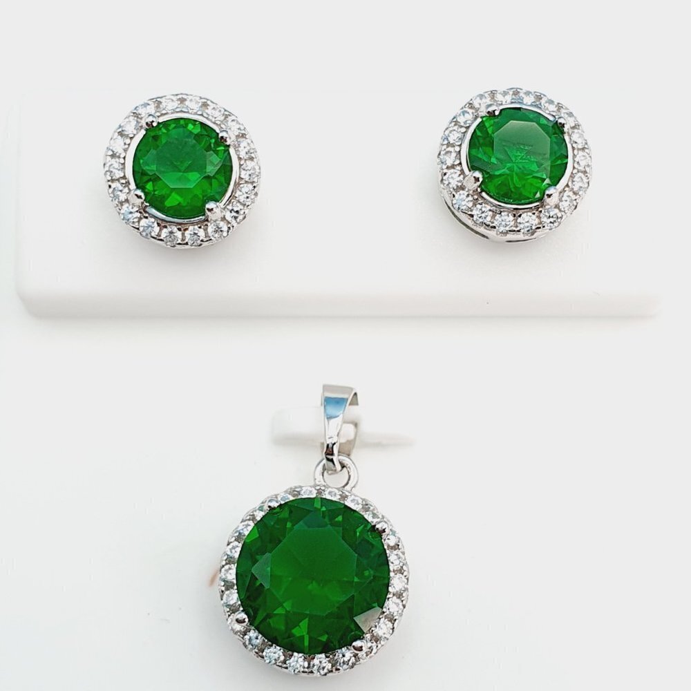 "925 Sterling Silver Cubic Zircon Jewelry Set, UU1P7A7040